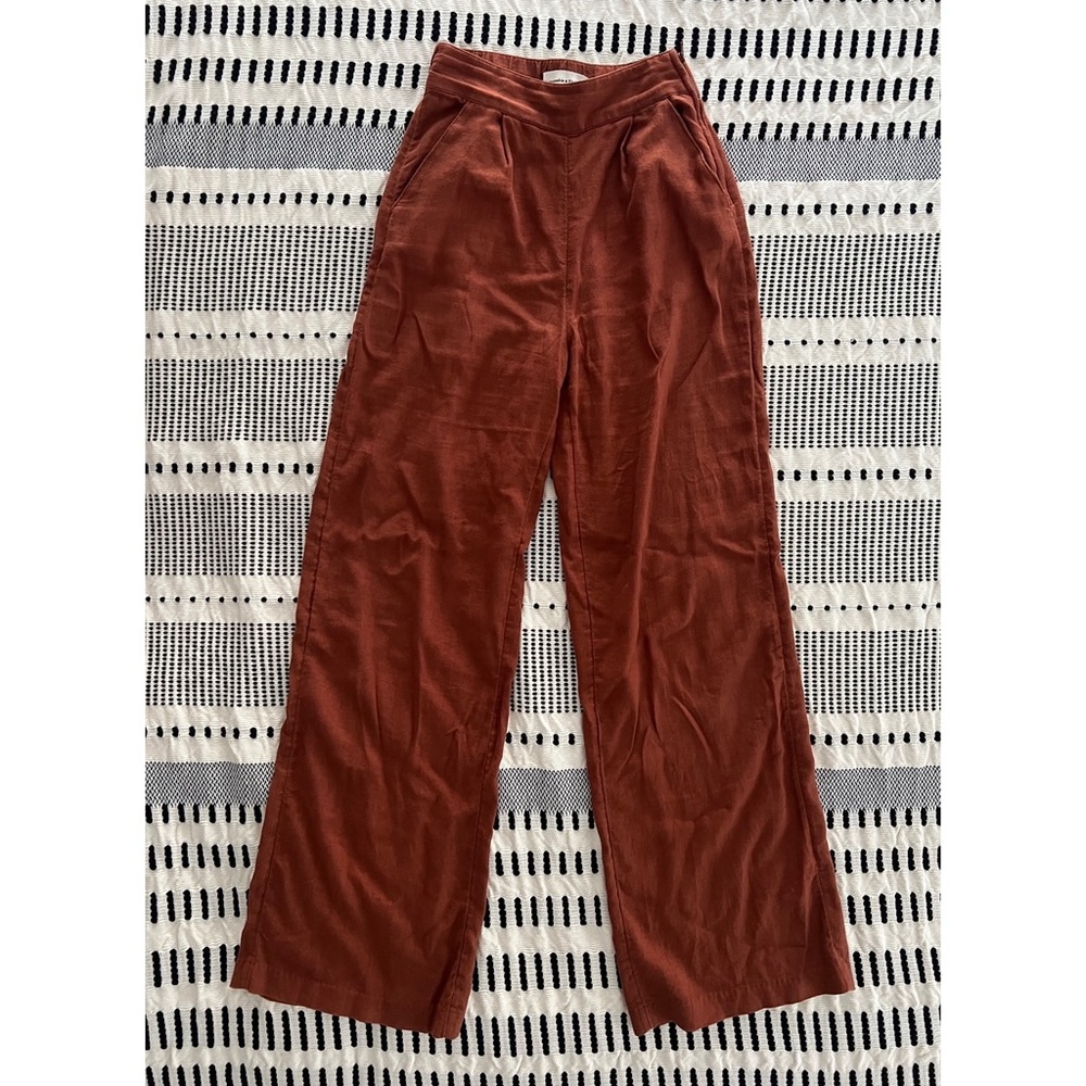 A&F Wide Leg Linen Pants in Orange Spice